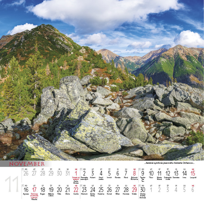 Nástenný kalendár Tatry 2026 11