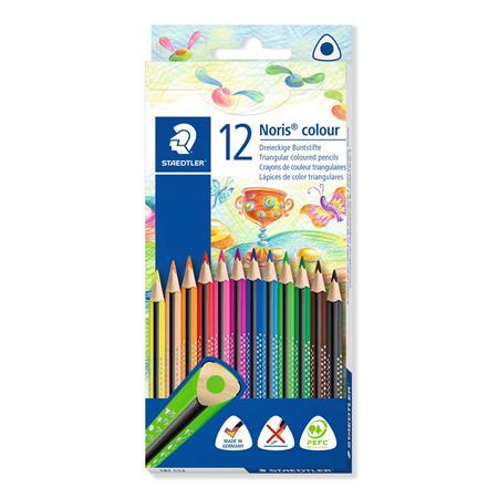 Farebné ceruzky, sada, trojhranný tvar, STAEDTLER "Noris Colour", 12 rôznych farieb
