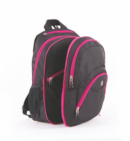 Batoh, 2v1, s priehradkou na notebook a audio konektorom, PULSE "Teens", ružová-čierna 2