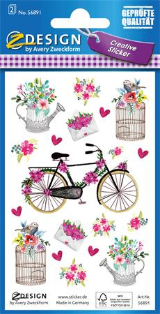 Nálepky, papier, 3 hárky, 76x120 mm, AVERY ZWECKFORM, "Z-Design No.56891", kvety