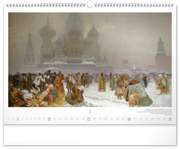 NOTIQUE Nástenný kalendár Slovanská epopej – Alfons Mucha 2027, 48 x 33 cm 1