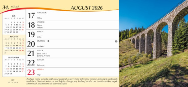 Stolový kalendár Slovensko riadkové 2026 1