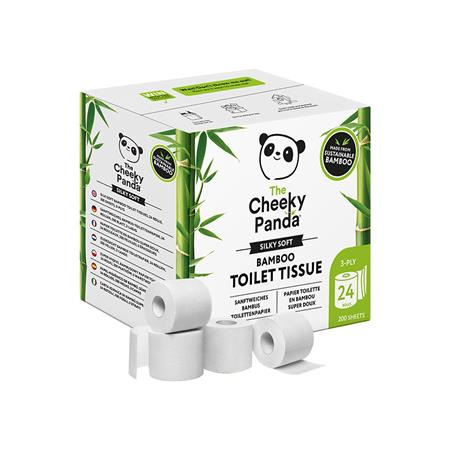 Toaletný papier, bambusový, 3-vrstvový, malý kotúč, 24 kotúčov, CHEEKY PANDA, biely 2