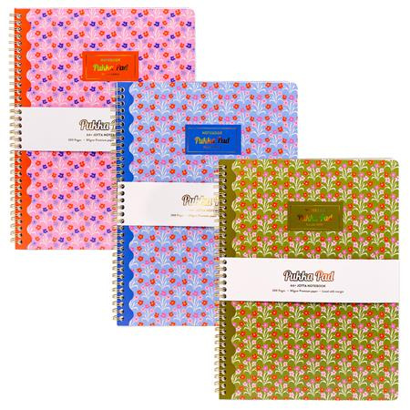 Špirálový zošit, A4+, linajkový, 100 listov, PUKKA PAD "Floral Jotta Notebook", mix