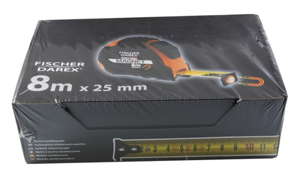 Zvinovací meter, 8 m x 25 mm, magnetický, FISCHER DAREX