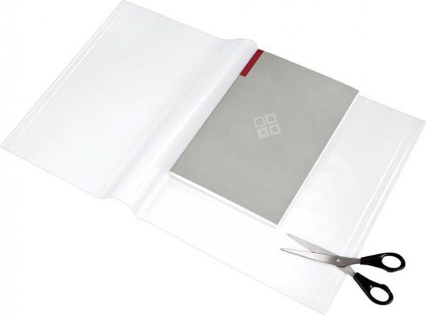 Obal na knihy, priehľadný, nastaviteľné okraje, samolepiaca páska, 550x310 mm, PANTA PLAST