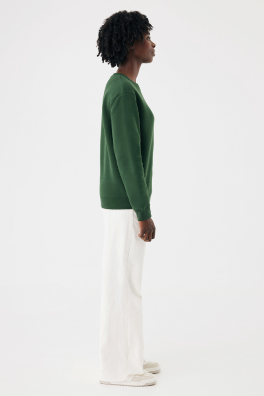 IQONIQ Toria Unisex mikina s okrúhl. výstrihom z rec. bavlny forest green XS 11