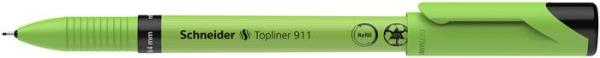 Liner, 0,4 mm, vymeniteľná náplň, recyklované telo, SCHNEIDER "Topliner 911", čierna