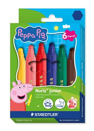 Fixky, sada, 2,5 mm, vyprateľné, jumbo, STAEDTLER „Noris® junior 329”, Peppa Pig, 6 farieb