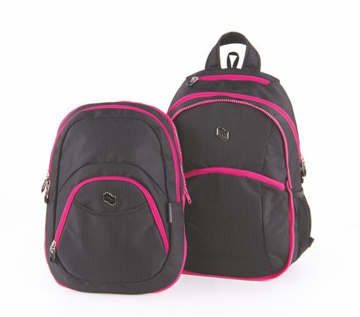 Batoh, 2v1, s priehradkou na notebook a audio konektorom, PULSE "Teens", ružová-čierna 4