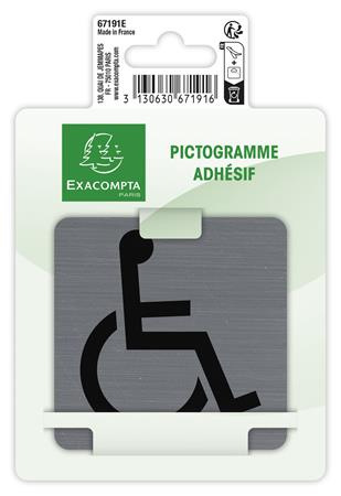 Informačná tabuľka, samolepiaca, 7,5x7,5 cm, hliníkový vzhľad, EXACOMPTA, "Pre osoby so zn 2