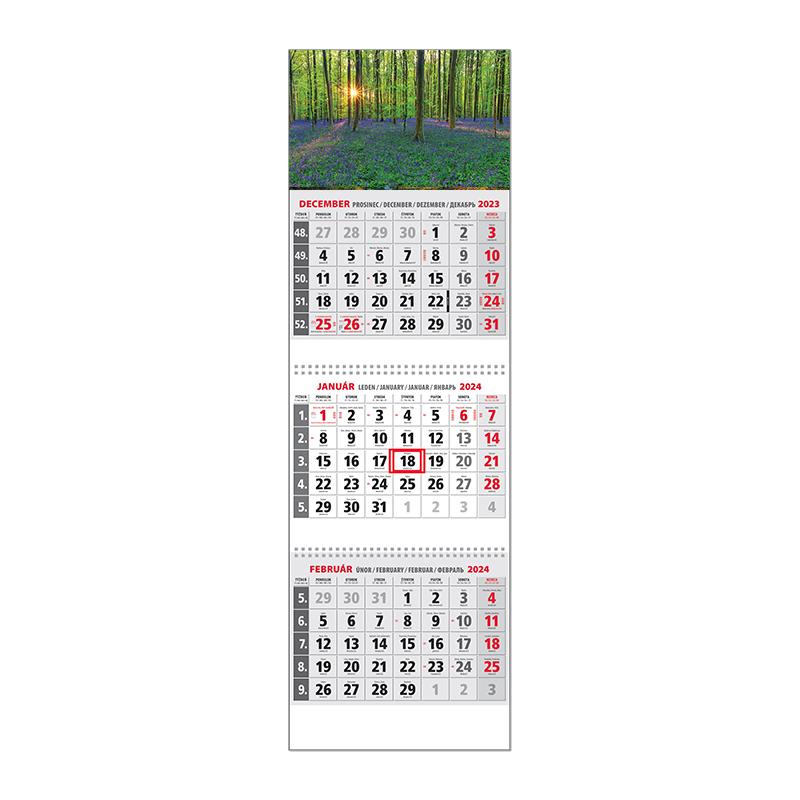Plánovací kalendár KLASIK 3M sivý 2024  Obrázok E