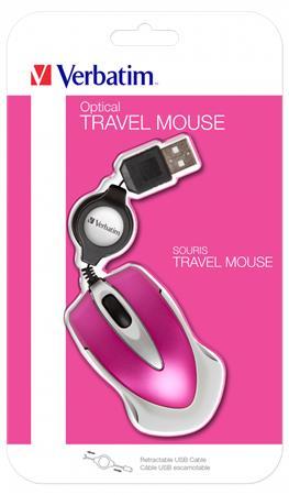 VERBATIM Optická myš "Go Mini", k notebookom, strieborná-ružová