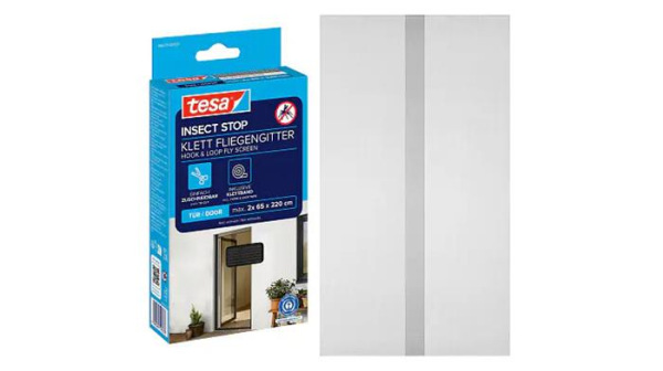 Sieťka na dvere, proti hmyzu, suchý zips, 2 ks, 0,65 x 2,2 m, TESA® "Insect Stop", antraci