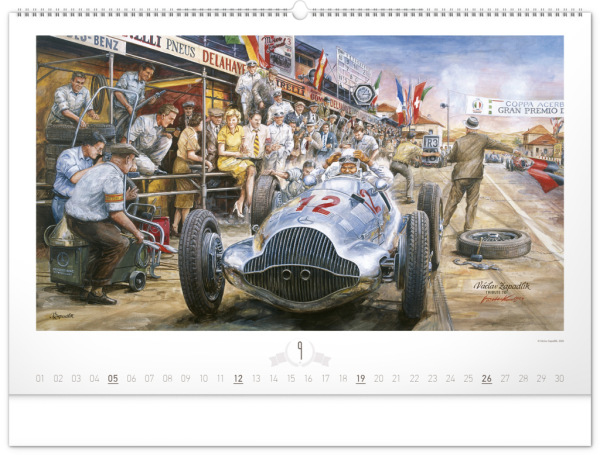 NOTIQUE Nástenný kalendár Oldtimers – Václav Zapadlík 2027, 64 x 42 cm 9