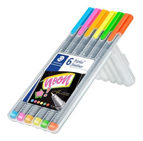 Liner, sada, 0,3 mm, STAEDTLER "Triplus Neon", 6 neónových farieb