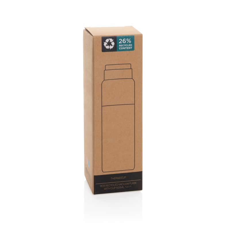 Thermocup RCS termosku z recykl. materiálov s pohárom 500ml námornícka modrá 11