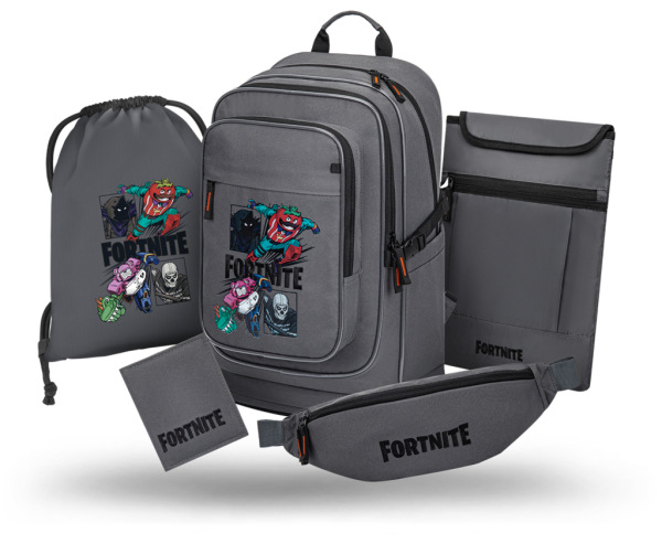 BAAGL SADA 5 Cubic Fortnite Squad: batoh, vrecko, ľadvinka, obal na notebook, peňaženka GR