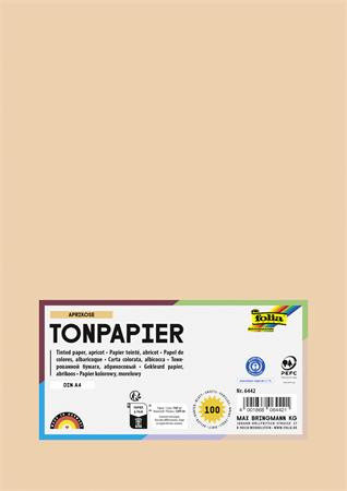 Farebný papier, A4, 130 g, 100 listov, FOLIA, broskyňový