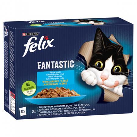 Krmivo pre mačky, 12x85 g, FELIX "Fantastic", rybia zmes