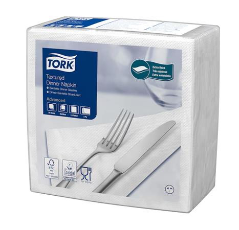 Servítka, 1/4 skladaná, 2-vrstvová, 39,5x39 cm, Advanced, TORK "Textúrovaná Dinner", biela 1