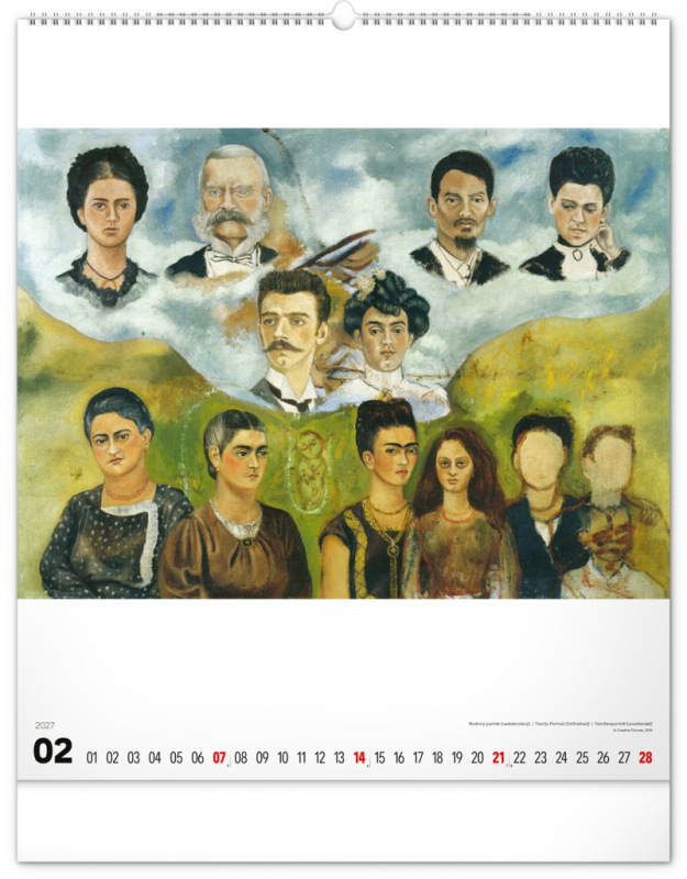 NOTIQUE Nástenný kalendár Frida Kahlo 2027, 48 x 56 cm 2