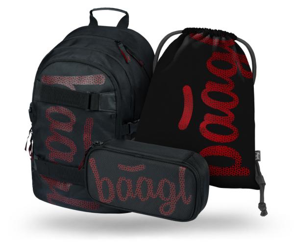 BAAGL SADA 3 Skate Red: batoh, peračník, vrecko