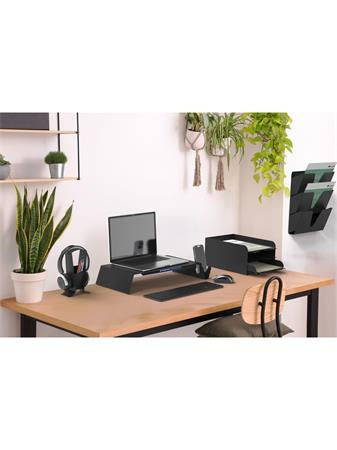 Držiak na prospekty, kovový, nástenný, horizontálny, A4, 3 priečinky, ALBA, čierny 3