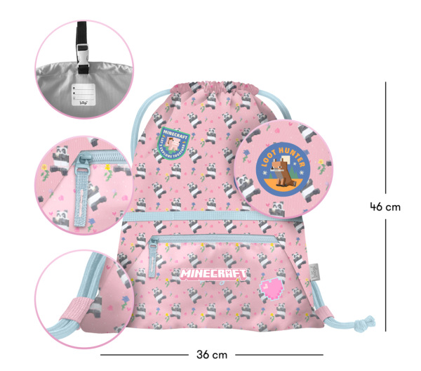 BAAGL Vrecko s priehradkou na zips Minecraft Panda 2