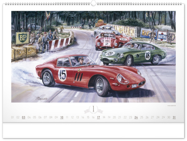 NOTIQUE Nástenný kalendár Oldtimers – Václav Zapadlík 2027, 64 x 42 cm 1