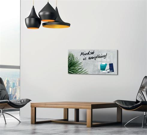 Magnetická sklenená tabuľa, 91x46x1,5 cm, SIGEL "Artverum® ", rastlinný vzor 3