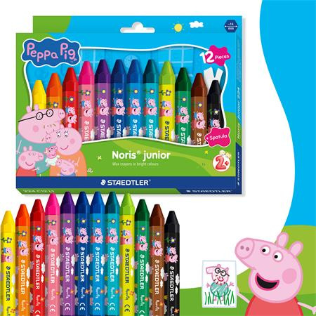 Voskovky, šesťhranné, jumbo, STAEDTLER „Noris® junior 224”, Peppa Pig, 12 farieb 2