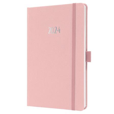 Zápisník, A5, týždenný, 2024, reliéfny obal, SIGEL "Jolie", jemná ružová