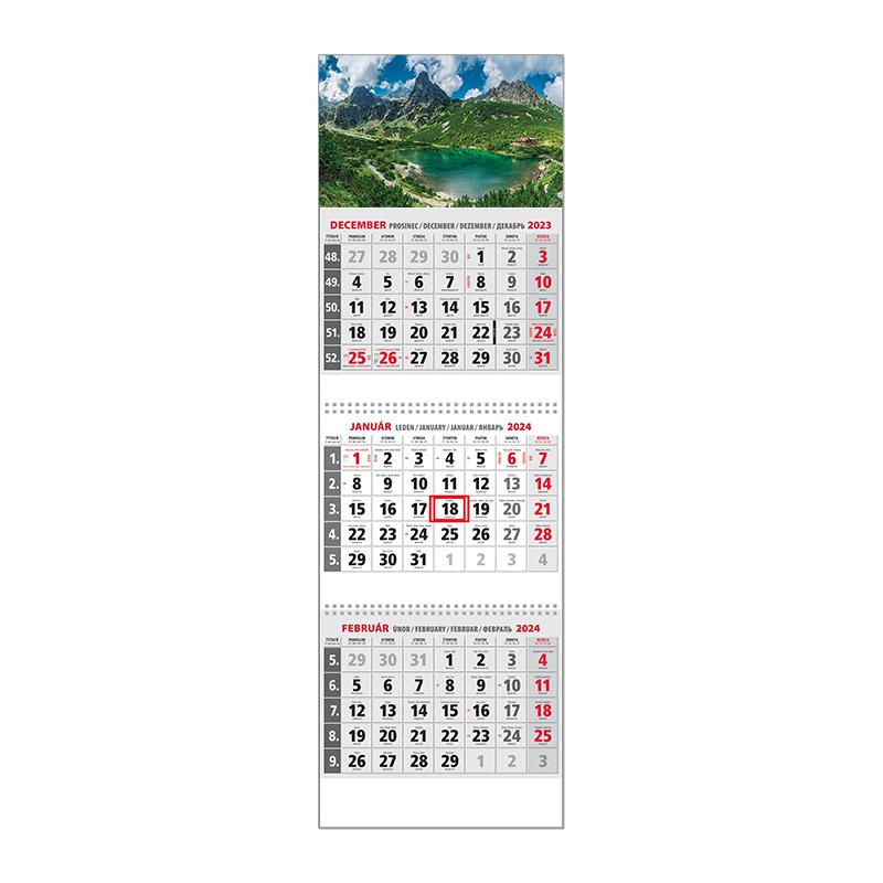 Plánovací kalendár KLASIK 3M sivý 2024  Obrázok A