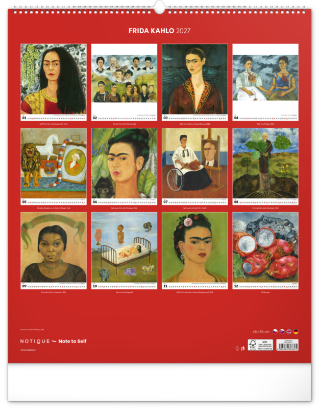 NOTIQUE Nástenný kalendár Frida Kahlo 2027, 48 x 56 cm 13