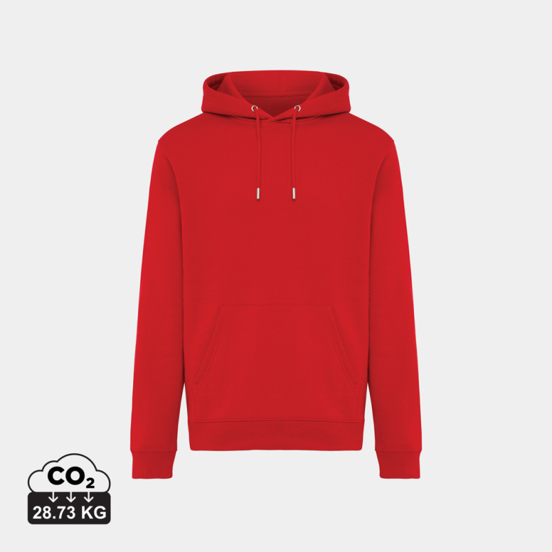 IQONIQ Joshua Unisex mikina s kapucňou z rec. bavlny červená XXS