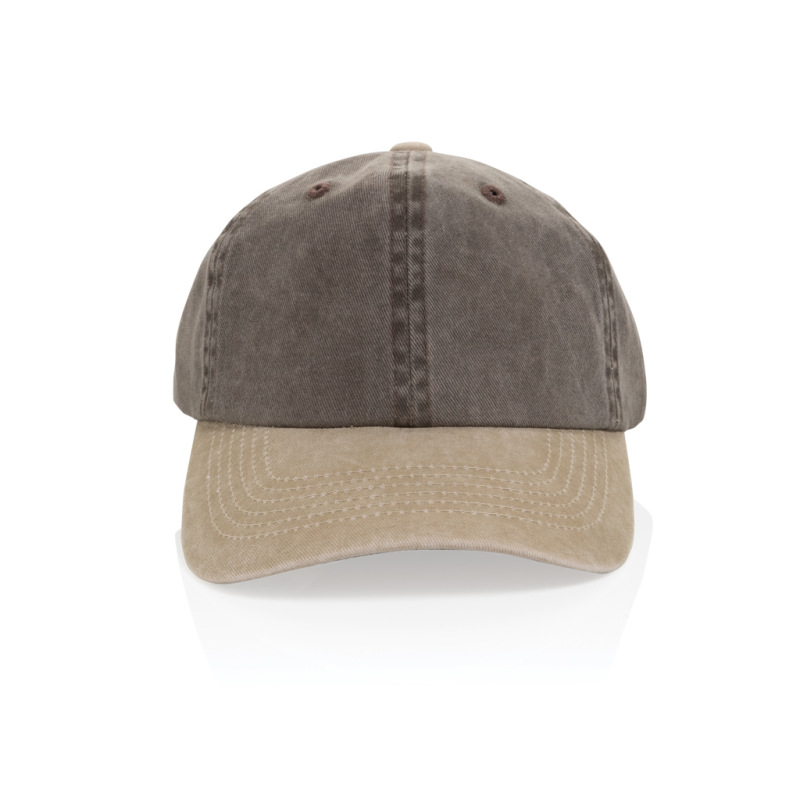 Dvojfarebná šiltovka BEAU AWARE™ Washed, 6 panelov, 270 g/m² hnedá 3