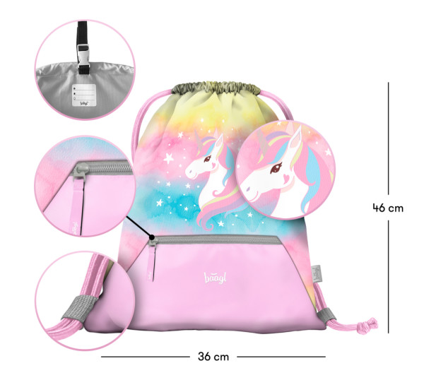BAAGL SADA 3 Zippy Plus Rainbow Unicorn: aktovka, peračník, vrecko 11