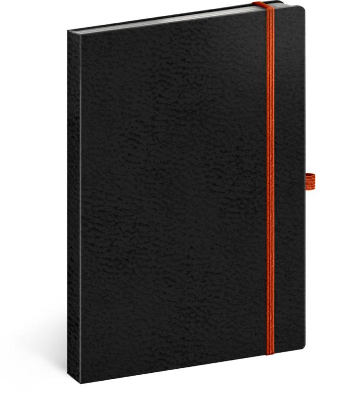 NOTIQUE Notes Vivella Classic čierny/oranžový, linajkovaný, 15 x 21 cm