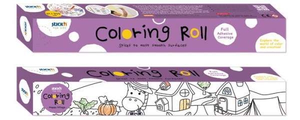 Omaľovávanka v kotúči, samolepiaca, 31x355 cm, STICK N, veselá dedina 1