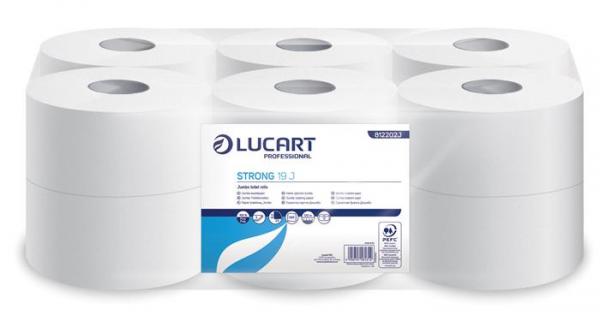 Toaletný papier, 2-vrstvový, 130 m, priemer: 19 cm, LUCART "Strong", optimum biely