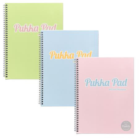 Špirálový zošit, A4, linkovaný, 100 listov, PUKKA PAD "Pastel Jotta Pad", mix farieb 4