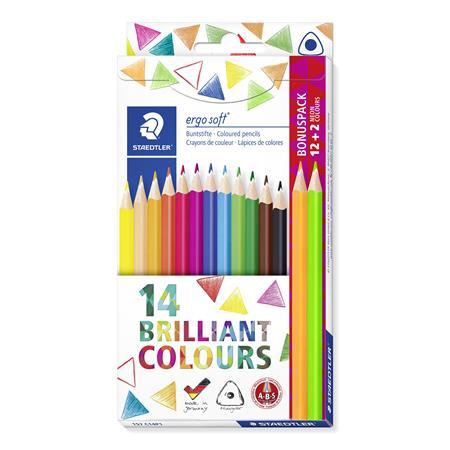 Farebné ceruzky, sada, trojhranné, darček: 2 ks farebných ceruziek, STAEDTLER "Ergo Soft",