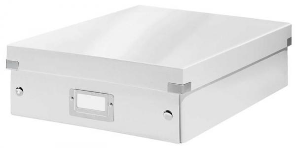 Odkladacia škatuľa, organizačná, laminovaný kartón, veľkosť: M, LEITZ "Click&Store", biela