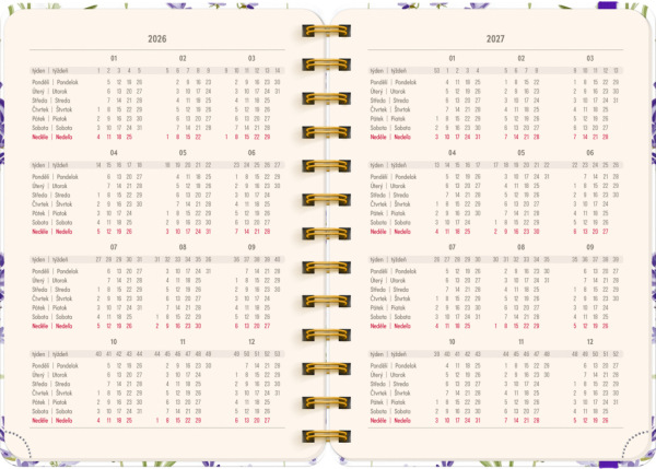 NOTIQUE Špirálový 18-mesačný diár Petito – Levanduľa 2026/2027, 13 x 18 cm 2