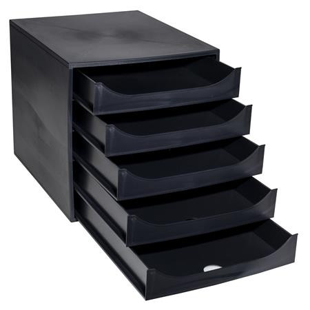 Úložný box na dokumenty, plastový, 5-zásuvkový, EXACOMPTA "Ecobox ExoBlack", čierny 4