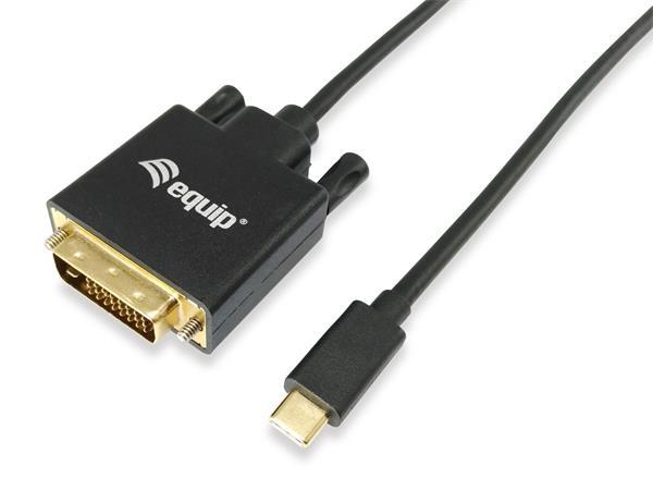 Prevodný kábel, USB-C-DVI-D Dual-Link, 1,8 m, EQUIP