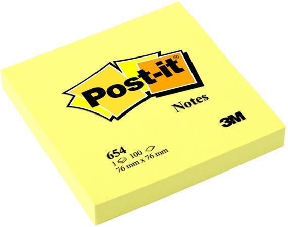 Samolepiaci bloček, 76x76 mm, 100 listov, 3M POSTIT, žltý