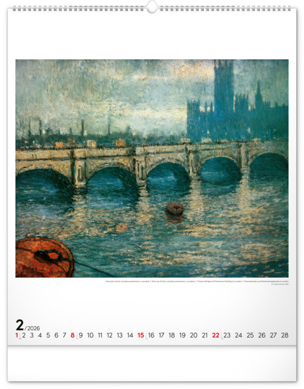 NOTIQUE Nástenný kalendár Claude Monet 2026, 48 x 56 cm 2