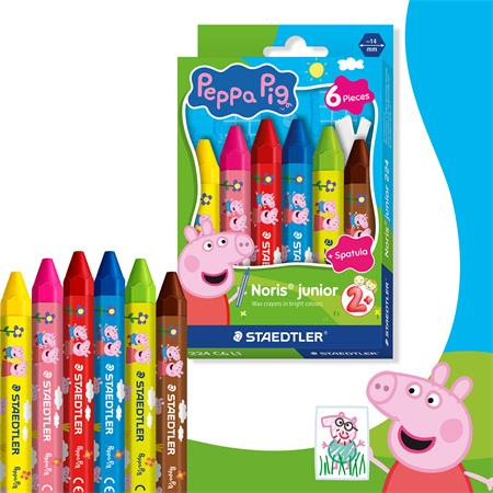 Voskovky, šesťhranné, jumbo, STAEDTLER „Noris® junior 224”, Peppa Pig, 6 farieb 2